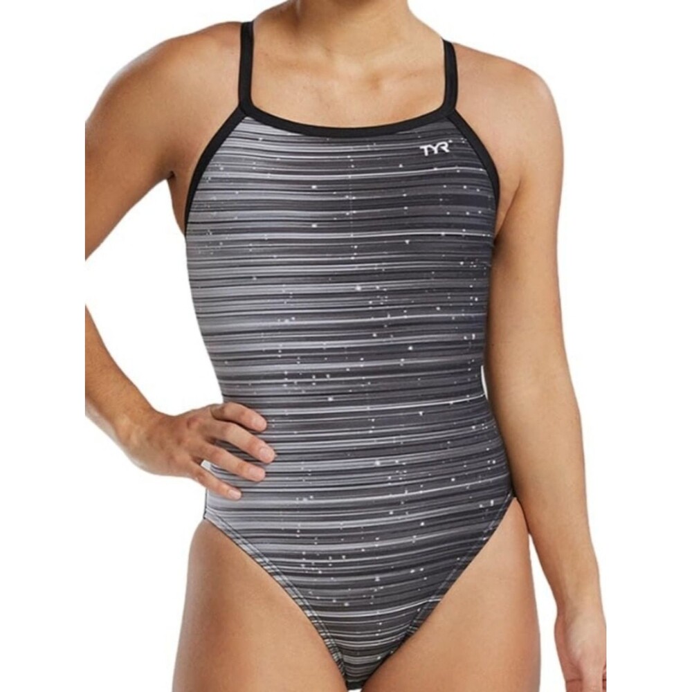 NWT TYR Durafast Elite Diamondfit One Piece Girl Swimsuit Titanium Speedwarp -24